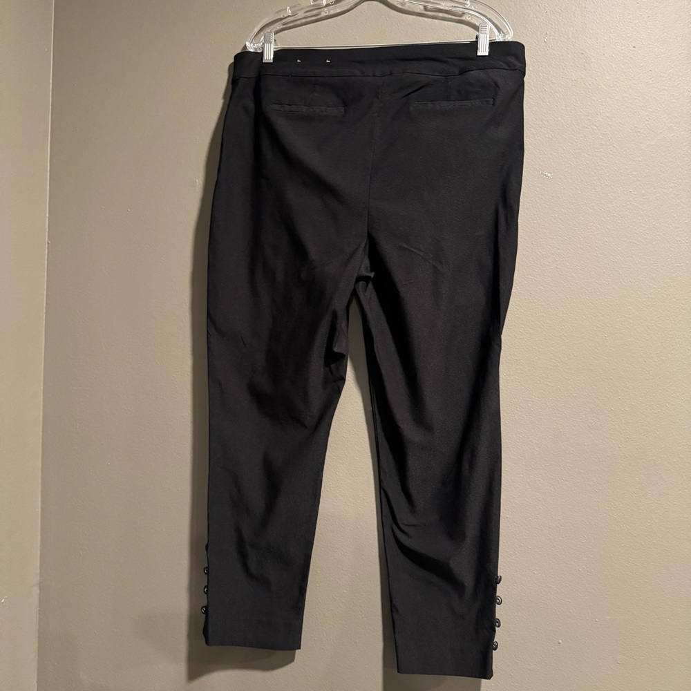 Chico's Black Dress Pants Pockets Ankle Buttons Size 3R US 16R